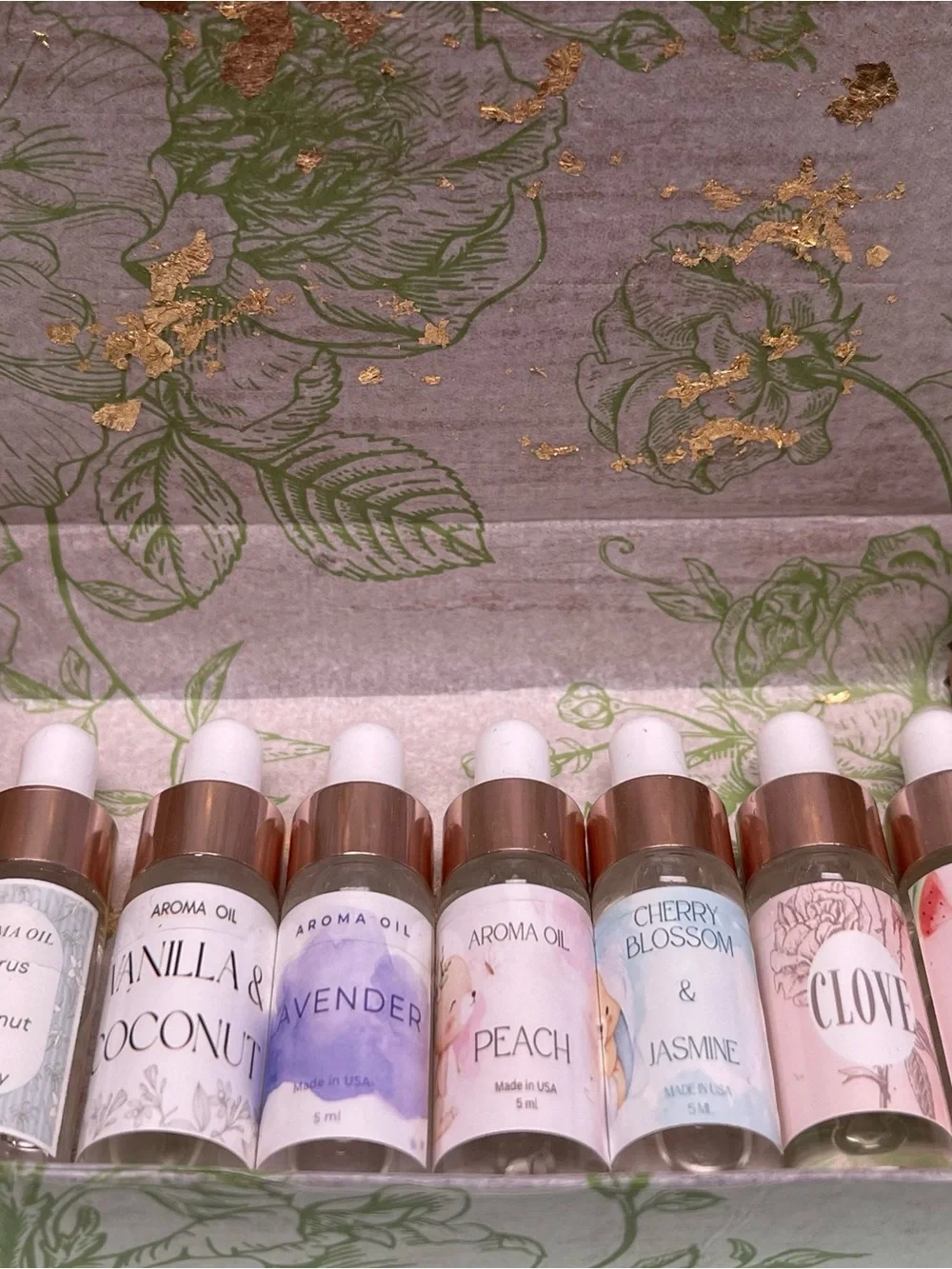 Set of 7 Aroma Oil Dropper 5ml Scented Fragrance Oils, Eco Gift Box